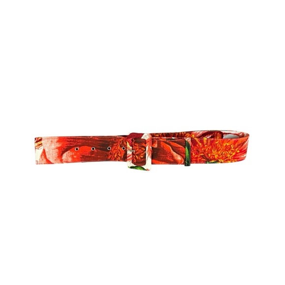 Samantha Sung Red Floral Belt Size 6 - Picture 2 of 6